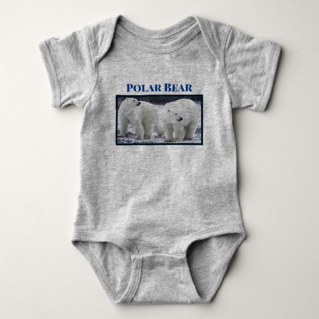 Personalise Animal Polar Bear Outdoor Wildlife Baby Bodysuit (Front)