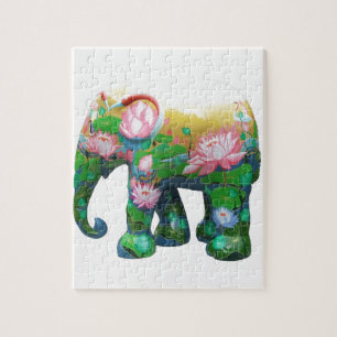 Personalise Animal Safari Jungle Africa Flowers Jigsaw Puzzle