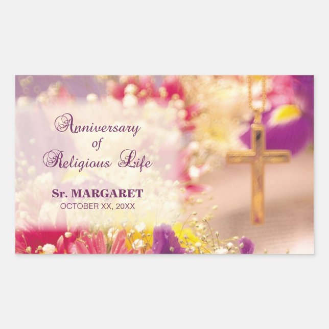 Personalise, Anniversary Religious Life, Nun Rectangular Sticker (Front)