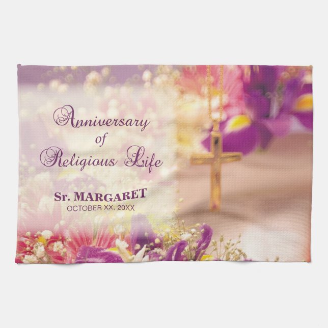 Personalise, Anniversary Religious Life, Nun Tea Towel (Horizontal)