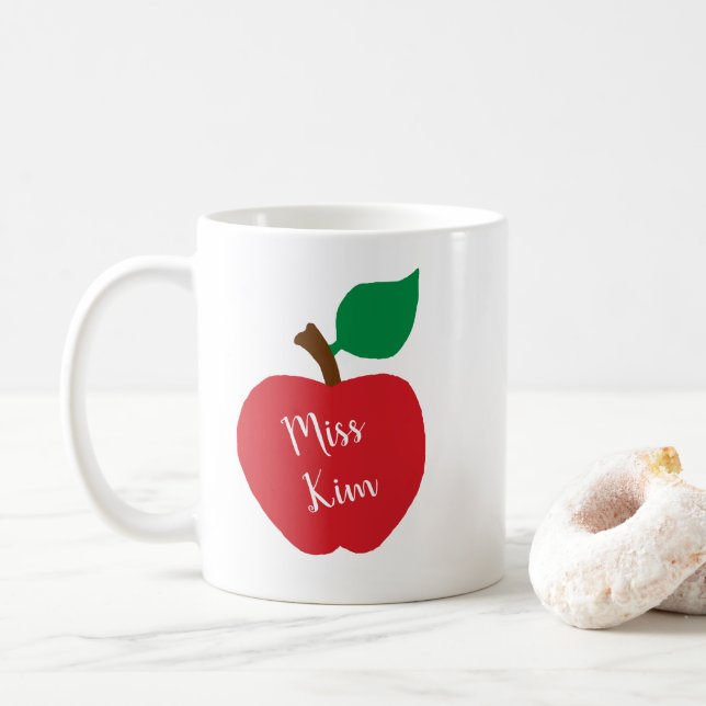 Personalise Apple Teacher Gift Coffee Mug (With Donut)
