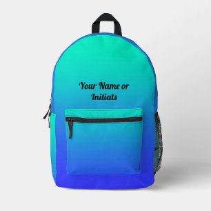 Personalise Aqua Blue Everyday Printed Backpack