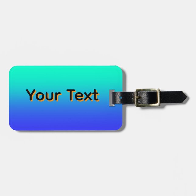 Personalise Aqua Blue Gradient  Luggage Tag (Front Horizontal)