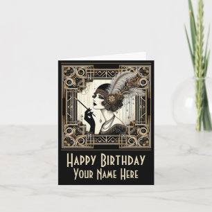 Personalise Art Deco Twenties Flapper No 3 Card