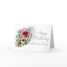 Personalise Artistic Wildflower Birthday Card