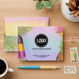 Personalise artsy watercolor ice cream theme envelope