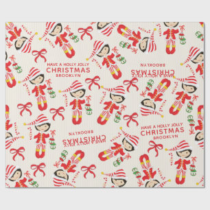 Personalise Asian Girl Elf Wrapping Paper