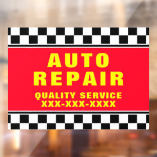 Personalise Auto Repair Shop Checked Flag Banner