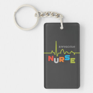 Personalise, Awesome Nurse on Nurses Day Key Ring
