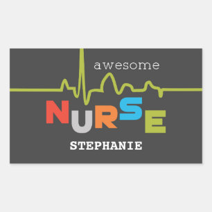 Personalise, Awesome Nurse on Nurses Day Rectangular Sticker