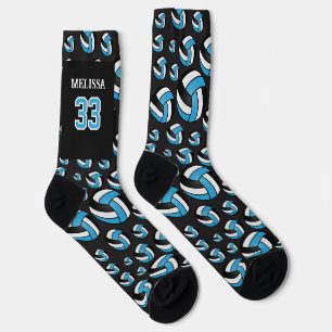 Personalise Baby Blue, Black and White Volleyball Socks