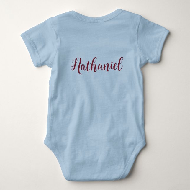 Personalise Baby Boy Decorative Script Lettering  Bodysuit (Back)