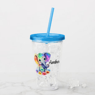 Personalise Baby Elephant Acrylic Tumbler