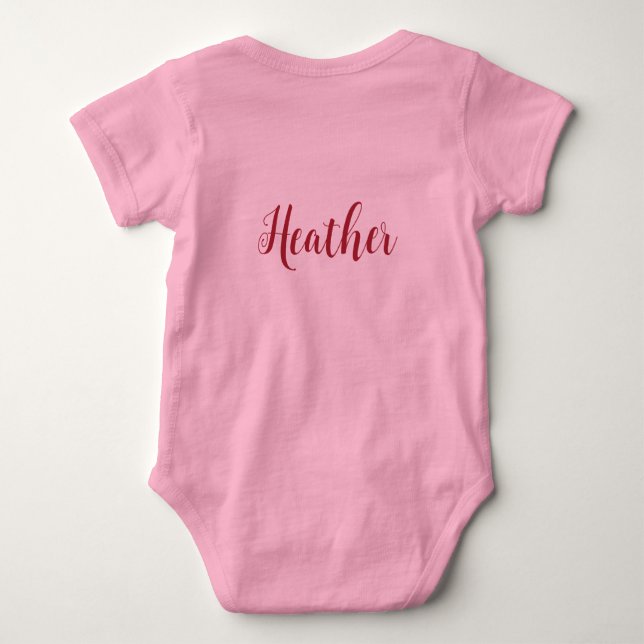 Personalise Baby Girl Decorative Script Lettering  Baby Bodysuit (Back)