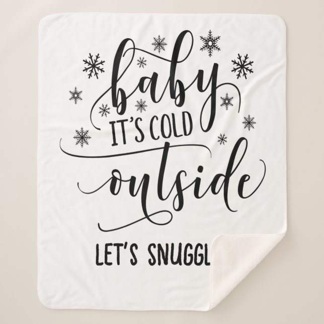 Personalise Baby Its Cold Outside  Sherpa Blanket (Front)