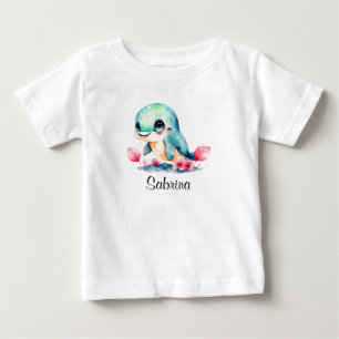 Personalise Baby Kids Child Dolphin Watercolor T-Shirt