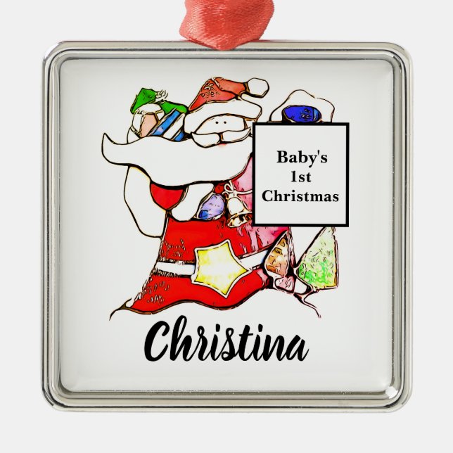 Personalise Baby's 1st Christmas Ceramic Ornament (Front)