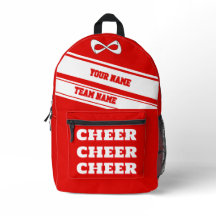 Personalise backpack cheerleading school red white