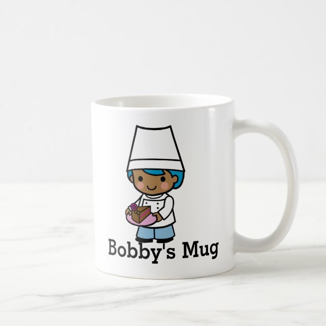 Personalise Baker / Chef boy with Chocolate Cake Coffee Mug (Right)