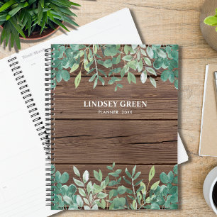 Personalise Barn Wood Eucalyptus Greenery Planner