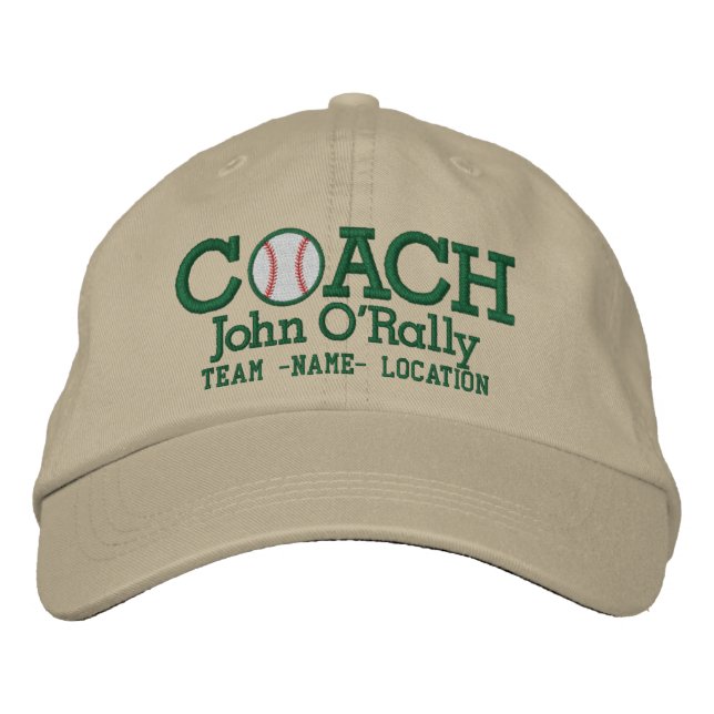 Personalise Baseball Coach Cap Name  n Team (Front)