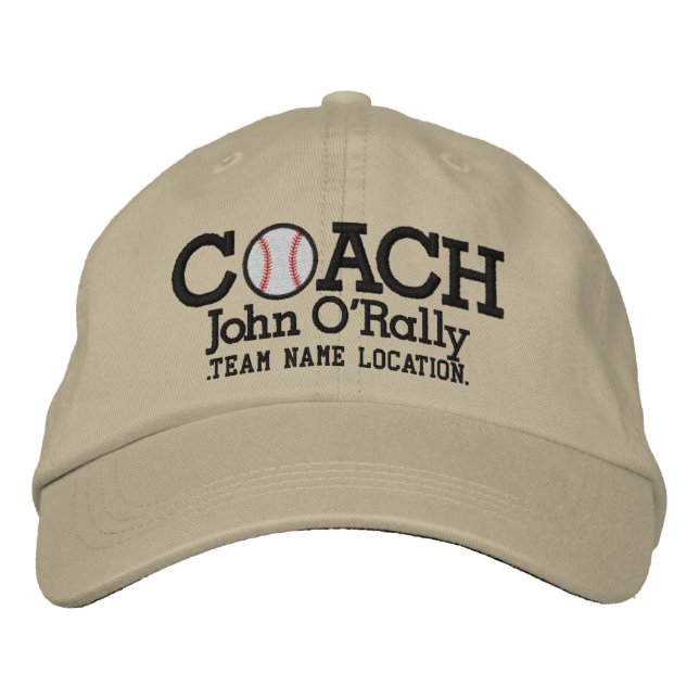 Personalise Baseball Coach Cap Name  n Team (Front)