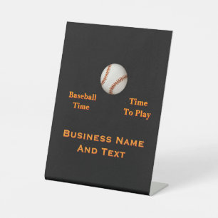 Personalise Baseball Time, Time To Play Pedestal Sign