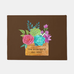 Personalise Basket of Flowers Gift for Them Doormat