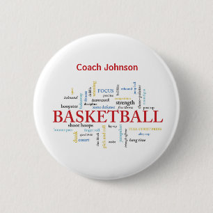 Personalise Basketball Coach Thank You in Words 6 Cm Round Badge