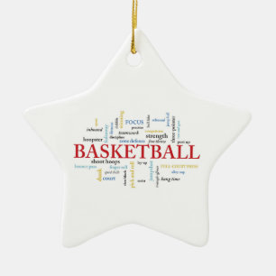 Personalise Basketball Coach Thank You in Words Ceramic Tree Decoration