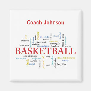 Personalise Basketball Coach Thank You in Words Magnet