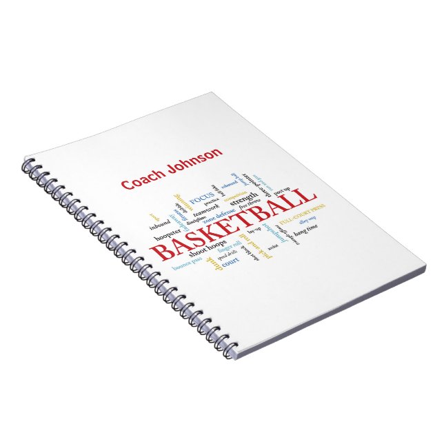 Personalise Basketball Coach Thank You in Words Notebook (Right Side)