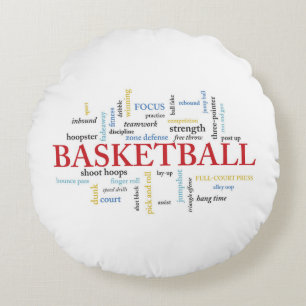 Personalise Basketball Coach Thank You in Words Round Cushion