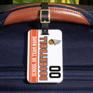 Personalise Basketball Orange and Black Luggage Tag