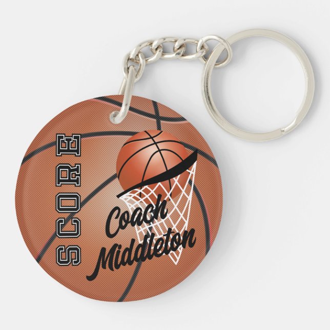 Personalise Basketball -Print both sides Key Ring (Back)