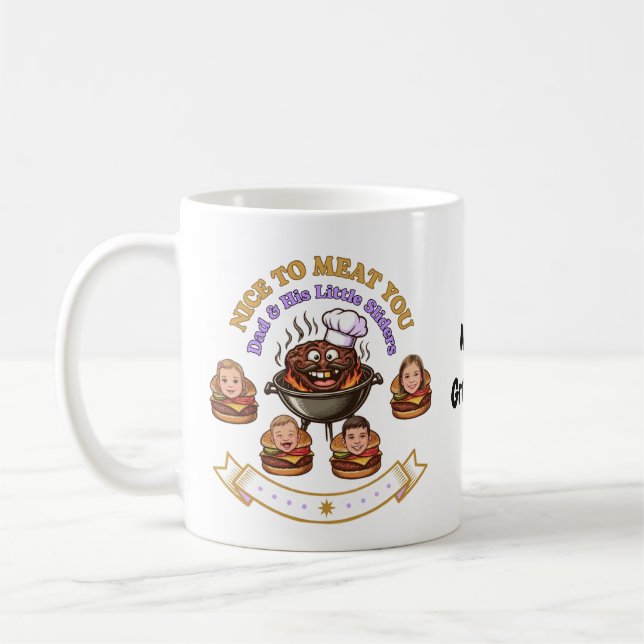 Personalise BBQ Grill Master Gift Nice To Meat You Coffee Mug (Left)