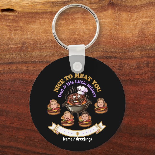 Personalise BBQ Grill Master Gift Nice To Meat You Key Ring (Front)