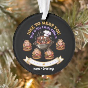 Personalise BBQ Grill Master Gift Nice To Meat You Ornament