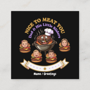 Personalise BBQ Grill Master Gift Nice To Meat You Square Business Card