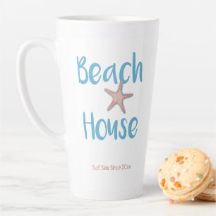 Personalise Beach House Starfish  Latte Mug