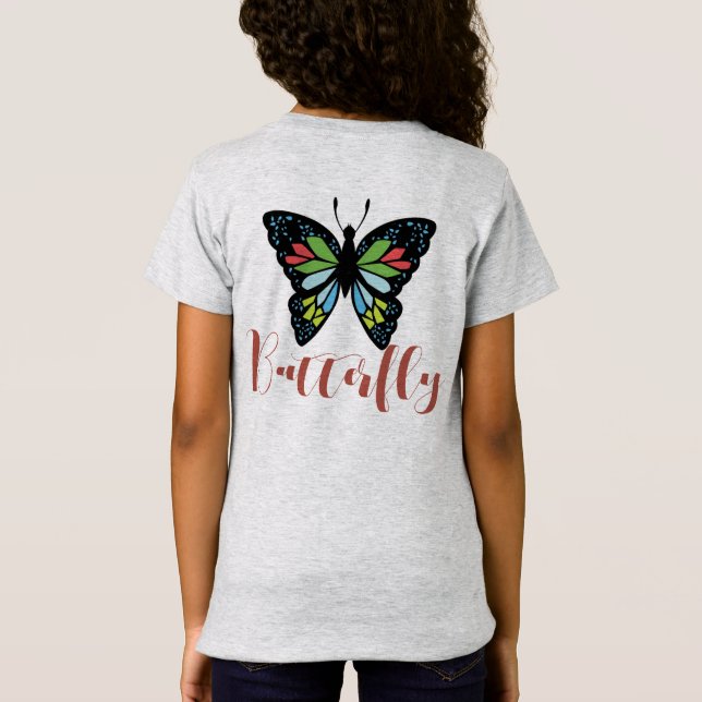 Personalise Beautiful Butterfly and Colourful Wing T-Shirt (Back)