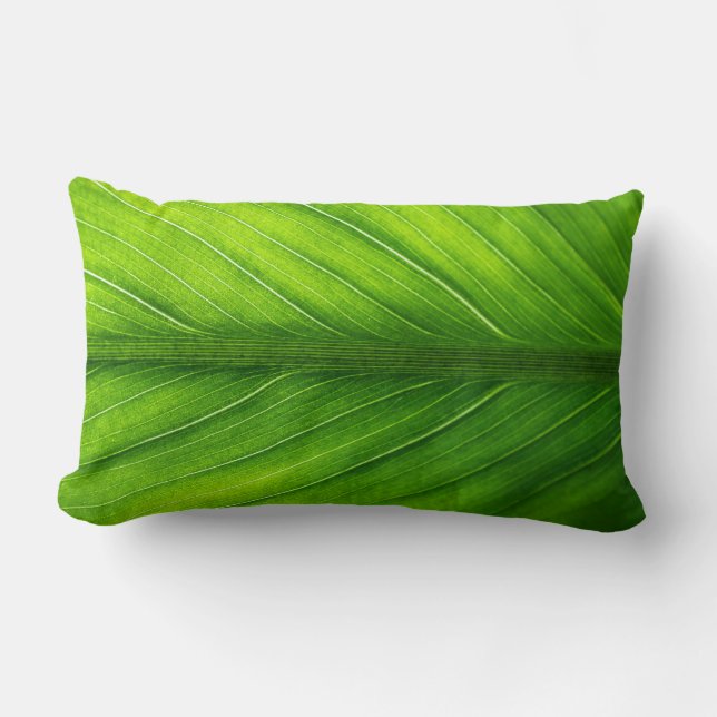 Personalise Beautiful Green Leaf Lumbar Cushion (Front)