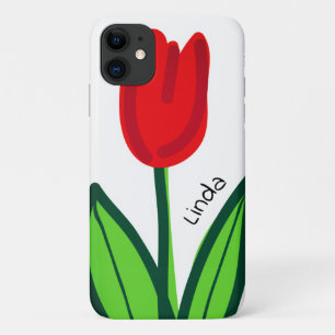 Personalise beautiful red tulip flower drawing Case-Mate iPhone case