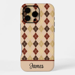 Personalise Beige Argyle iPhone / iPad case