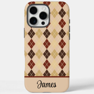 Personalise Beige Argyle iPhone / iPad case