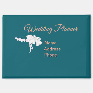 Personalise Bells + Flowers Wedding Planner Teal  Magnet