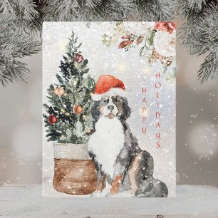 Personalise Bernese Mountain Dog Holiday Postcard