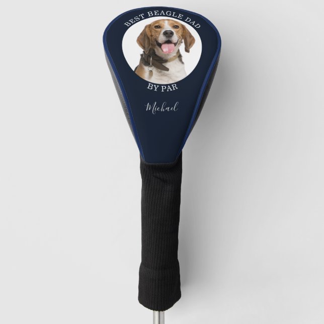 Personalise Best Beagle Dog Dad Birthday Pet Photo Golf Head Cover (Front)