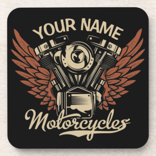 Personalise Biker Motorcycles Motor Wings Garage Coaster