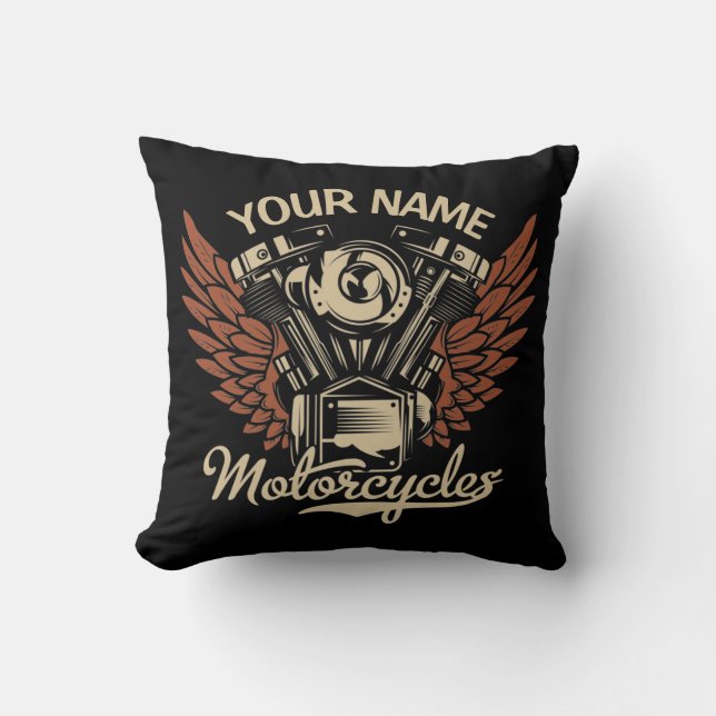  Personalise Biker Motorcycles Motor Wings Garage  Cushion (Front)